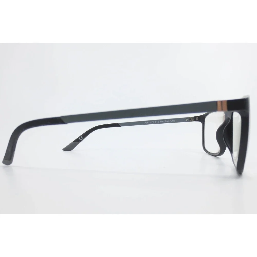Ultem A7017 Eyeglasses Matte Black Gray Rectangular Frames 56-16-140 Mens Womens
